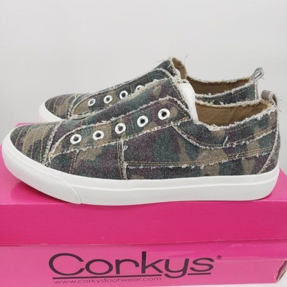 Corkys Shoes Corkys Babalu Camo Print Slip On Sneakers Distressed
